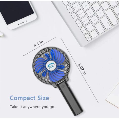 Portable Rechargeable Hand Fan - 3 Speeds, 2 in 1, 5200mAh Battery