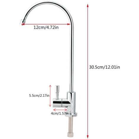 1/4'' Touch Kitchen Sink Faucet for Reverse Osmosis - Goose Neck with Drinking Water Filter and Quick Connect