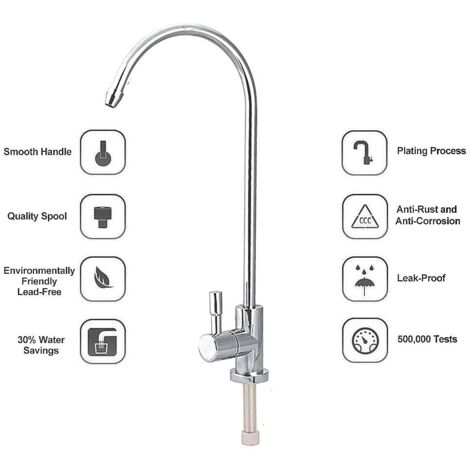 1/4'' Touch Kitchen Sink Faucet for Reverse Osmosis - Goose Neck with Drinking Water Filter and Quick Connect