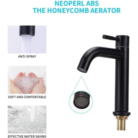 Matte Black Stainless Steel Cold Water Faucet for Home Kitchen European Classic Style (G1/2in Male Thread)