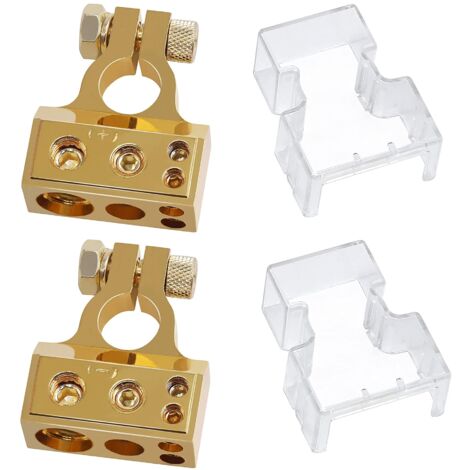 Pair of Car Battery Terminals - Positive and Negative Terminals with Cover