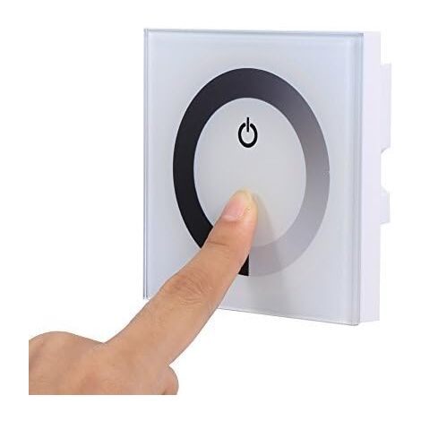 DC 12V LED Touch Switch with Brightness Dimmer, Wall Controller Panel for Light Adjustment (White)