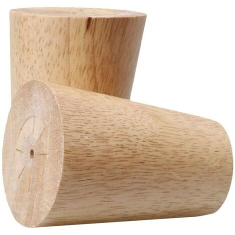 4x 5cm Solid Wood Furniture Legs - with Mounting Plate and Screws - for Sofa, TV, Bed, Dining Table