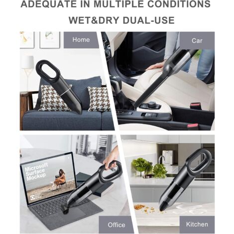 Cordless Handheld Vacuum Cleaner, 6kPa Max Suction Power, Lightweight Portable Vacuum Cleaner with Spare HEPA, for Home, Office, Car and Pet Hair