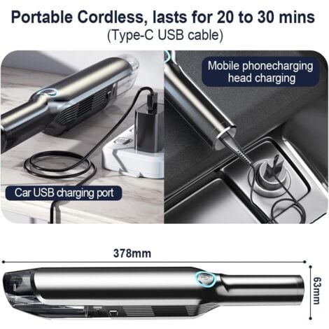5000Pa Cordless Handheld Vacuum Cleaner, Mini Portable Ultralight Vacuum Cleaner for Home,Table,Car,Office,Pet Hair,Quiet Rechargeable Battery