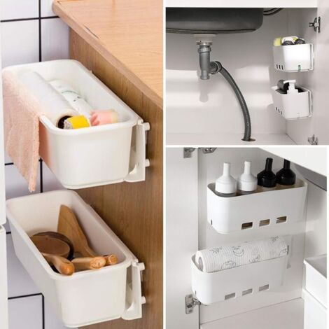 Sliding Cabinet Shelf, Plastic Sliding Drawers Storage Basket Drawer for Bathroom Kitchen Under Sink, 28.1×11.5×11.3cm