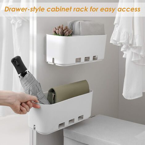 Sliding Cabinet Shelf, Plastic Sliding Drawers Storage Basket Drawer for Bathroom Kitchen Under Sink, 28.1×11.5×11.3cm