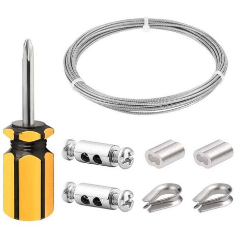 Câble Acier Inoxydable 304 Gainé PVC - 50m, Diamètre 2mm, 7x7, Avec Œillets Et Raccords Pour Jardin, Suspension, Clôture