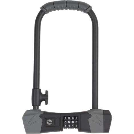 YALE Lucchetto a U per biciclette e moto con combinazione YCUL2/13/230/1, lunghezza 230mm, arco e traversa rinforzata, codice a 4 cifre, resistenza a taglio e a impatto