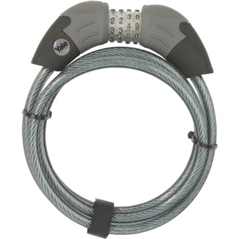 YALE Cavo di sicurezza a combinazione per biciclette e moto YYCC1/10/185/1, lunghezza 1800mm, codice a 4 cifre fosforescente, versatile per la bici