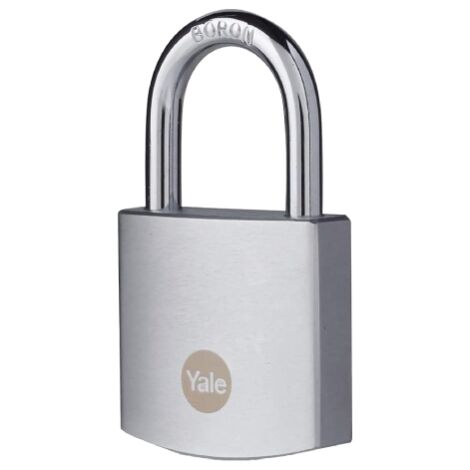 YALE Lucchetto in ottone di alta sicurezza con finitura cromata Y120B/50/127/1 corpo 50mm, arco in acciaio indurito al Boro, 3 chiavi