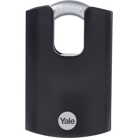 YALE Lucchetto per esterni in acciaio temprato di massima sicurezza Y300CB/63/127/1 corpo 62 mm, attacco a doppio blocco, 3 chiavi