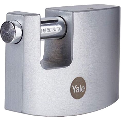 YALE Lucchetto corazzato in ottone di massima sicurezza con finitura cromata Y124B/60/110/1, corpo 60 mm, gancio in acciaio indurito, 3 chiavi