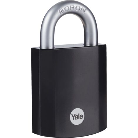 YALE Lucchetto in acciaio temprato di massima sicurezza Y90SB/45/129/1 nero, arco in acciaio indurito al Boro, 3 chiavi