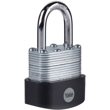 YALE Kit 3 pezzi Lucchetto in acciaio laminato di alta sicurezza Y125B/40/122/3 corpo 40mm, arco in acciao indurito, 3 chiavi