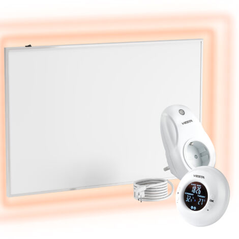 VIESTA Pannello Riscaldante A Infrarossi Con Specchio 320W - Design 2 In 1, Vetro Di Sicurezza, 60x60x3.4 Cm, Riscaldamento A Parete Elegante E Silenzioso