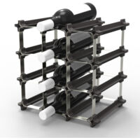 NOOK® Portabottiglie Impilabile – Kit da 9 Pezzi per 12 Bottiglie – Scaffale per Vino Modulare, Flessibile ed Espandibile – Supporto Salvaspazio per Bottiglie di Vino