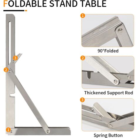 LaBlanc - Folding Bracket 200 mm - 2 Pieces Stainless Steel Folding Console Support - Shelf Bracket for Garage, Kitchen, Bedroom - With mounting screws