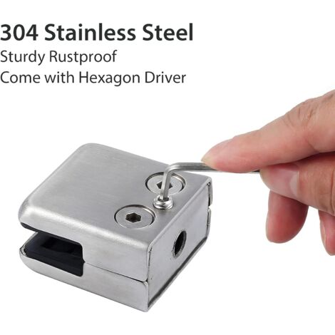 LaBlanc Glass Clamps, 16pcs 304 Stainless Steel 8-10mm Glass Clamps, Adjustable Flat Back Glass Holders, Suitable for Stair Railings, Handrails