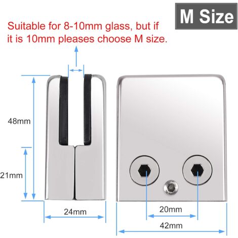 LaBlanc Glass Clamps, 16pcs 304 Stainless Steel 8-10mm Glass Clamps, Adjustable Flat Back Glass Holders, Suitable for Stair Railings, Handrails