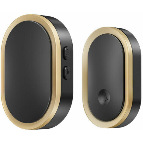 Doorbell, 300m Wireless Doorbell Outdoor Waterproof, 36 Melodies 4 Volume Level, LED Flash, for Home, Office, Hotel, 04, Black Gold
