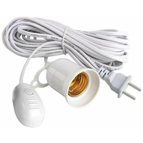 LaBlanc E27 Lamp Holder Suspension 4m E27 Socket with Wire Cable for Salt Lamp with Power Cable Socket Changer white