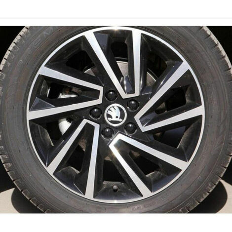 Set of 4, Car Accessories, Fits Skoda Hubcaps, Replacement Hubcaps - (Outer Diameter: 56mm, Clips: 52mm, Concave Green Label)