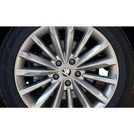 Set of 4, Car Accessories, Fits Skoda Hubcaps, Replacement Hubcaps - (Outer Diameter: 56mm, Clips: 52mm, Concave Green Label)