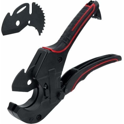 PVC Pipe Cutter Plastic Ratchet Cutting Tool with Replacement Blade 42mm Pipe and Tube Cutter Heavy Duty Plumber Tube Cutter for PVC CPVC PEX PE PPR Maintenance Workers