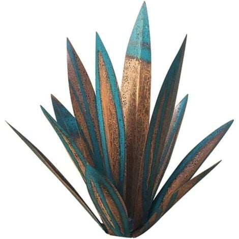 LaBlanc - Tequila Ornament Rustic Metal Agave Plant Sculpture Home Decor Rustic Hand Painted Metal Agave Garden Ornament Lawn Decoration, 21 inch/55 cm, Blue