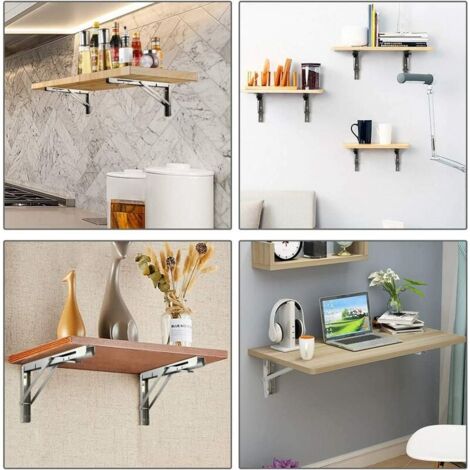 LaBlanc - 250mm Folding Wall Shelf, 2Pcs Stainless Steel Folding Console Bracket, Garage Shelf Support Frame, Heavy Duty Kitchen Bedroom Bracket