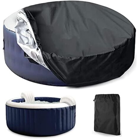 LaBlanc - Protective cover for swimming pool or spa, round solar protection cover for outdoor spa, waterproof, dustproof, rainproof and UV resistant, 210 x 30 cm, black
