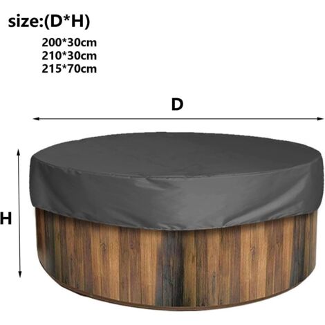 LaBlanc - Protective cover for swimming pool or spa, round solar protection cover for outdoor spa, waterproof, dustproof, rainproof and UV resistant, 210 x 30 cm, black