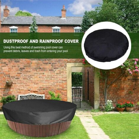 LaBlanc - Protective cover for swimming pool or spa, round solar protection cover for outdoor spa, waterproof, dustproof, rainproof and UV resistant, 210 x 30 cm, black