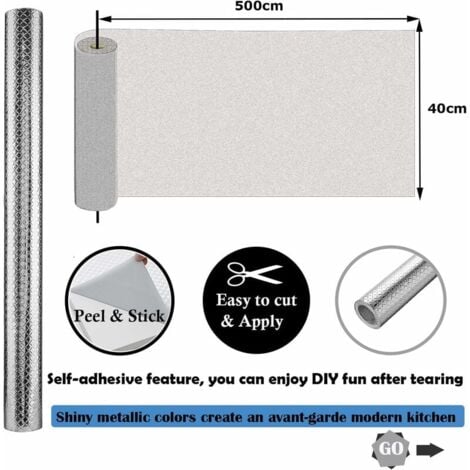 Kitchen Sticker Aluminum Foil Self Adhesive Kitchen Wallpaper Heat Resistant Oil Proof Waterproof Anti-Mildew DIY Furniture Foil for Kitchens, Cupboards, M