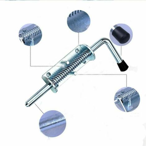 Spring Loaded Latch, 220mm Metal Barrel Bolt Lock with Handle, Heavy Duty Spring Loaded Latch Pin for Yard Gate, Garden Shed, Trailer, Garage