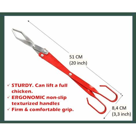 Charcoal Tongs, Briquettes, Small Logs Length 50 cm Silver, Aluminum Tip Barbecue Accessory, Brazier, Fireplace, Stove, Campfire