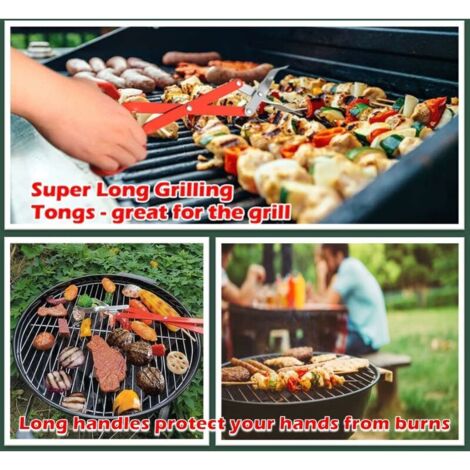 Charcoal Tongs, Briquettes, Small Logs Length 50 cm Silver, Aluminum Tip Barbecue Accessory, Brazier, Fireplace, Stove, Campfire