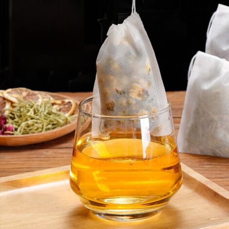 Disposable Tea Filter Bags Set of 200, Single Use Paper Tea Bag with Drawstring, Safe and Natural Material, Empty Tea Infuser Bag.