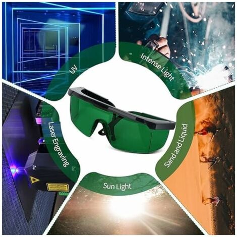 2 Pairs Green Laser Protective Glasses UV Protection -200/450/800/2000nm Infrared Light for IPL OPT Engraving Machine - Eye Protection Goggles with Frame,
