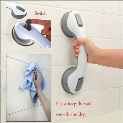 (2pcs) Safety Bathtub Handle/Shower Handle/Suction Cup for Bathroom + Toilet (Grey)