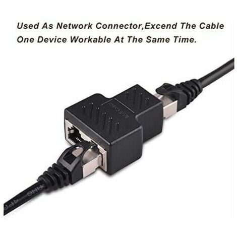 RJ45 Splitter Connectors Adapter 1 to 2 Ethernet Splitter Coupler Dual Socket HUB Interface Contact Modular Plug Connect Network LAN Internet Cat5 Cat5e Cat6 Cat7 Cables 2 Pack