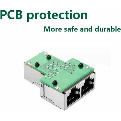 RJ45 Splitter Connectors Adapter 1 to 2 Ethernet Splitter Coupler Dual Socket HUB Interface Contact Modular Plug Connect Network LAN Internet Cat5 Cat5e Cat6 Cat7 Cables 2 Pack