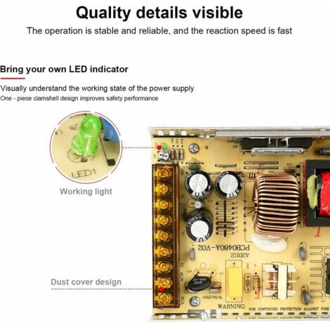 LaBlanc - 480W 24V 20A AC DC Converter Switching Power Supply AC 110V / 220V to DC 24V 20A Regulated Universal Power Supply Transformer