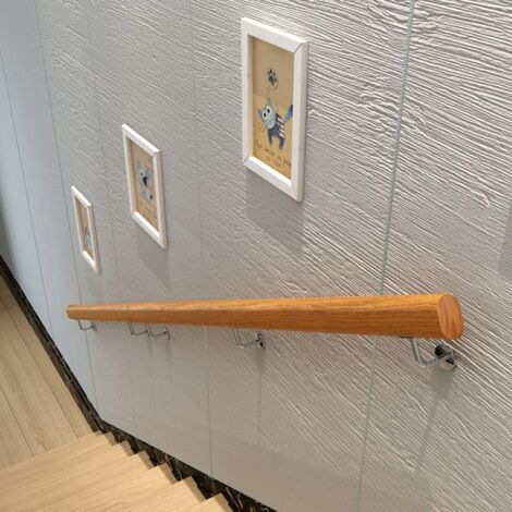 LaBlanc - Non-Slip Wooden Handrails, Indoor Loft Anti-Slip Handrail Corridor Support Rods, 2 Stainless Steel Brackets (Size : 30cm)
