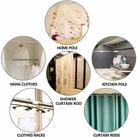 Curtain Rod Without Drilling, Extendable Shower Rod, Shower Bar, Extendable Curtain Rod Without Drilling Clamping Bars / Telescopic Bar Easy Installation