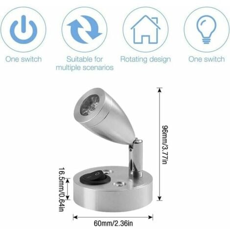 LaBlanc - 12V LED Spot Reading Light, 2 Pieces Caravan Interior Lights, 3W LED Motorhome Reading Lights with Switch, Auto LED Interior Light for Motorhome, Camper Van