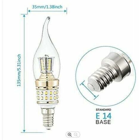 LaBlanc - 6 Packs E14 LED Candle Bulbs 10W Small LED Candelabra Screw Light Bulbs Not Dimmable Chandelier Cool White 6000K Vintage Energy Saving Lamps