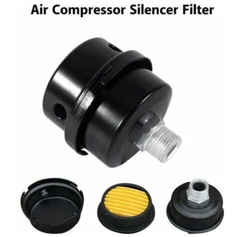 Air Compressor Filter Silencer, 3/8" 16mm Metal Shell Air Compressor Silencer Filter, Intake Fliter Muffler for Air Compressor Boilers 2 Pcs