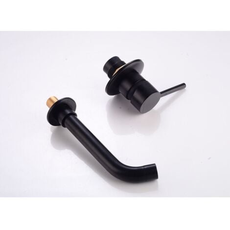 Wall Mounted Sink Faucet, Brass Bathroom Faucet Mixer Tap, Matte Black